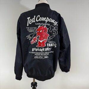 Ted Company Bomber Jacket with Devil Bad Luck Off detail Size Large